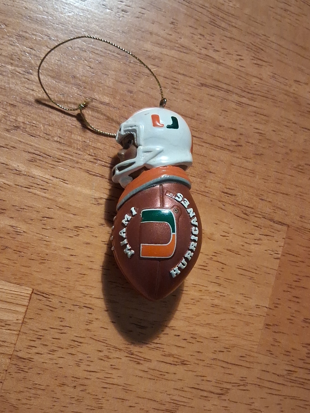 College Miami Football Helmet Christmas Ornament